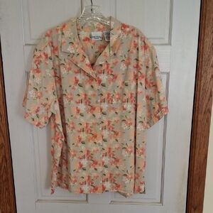 Bobbie Brooks Peach Floral Button-Up Shirt
